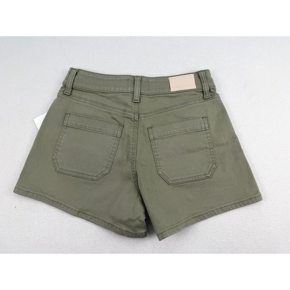 Paige Fallon Short Vintage Oak Moss Green Utility High‎ Rise Denim Shorts 25 NEW